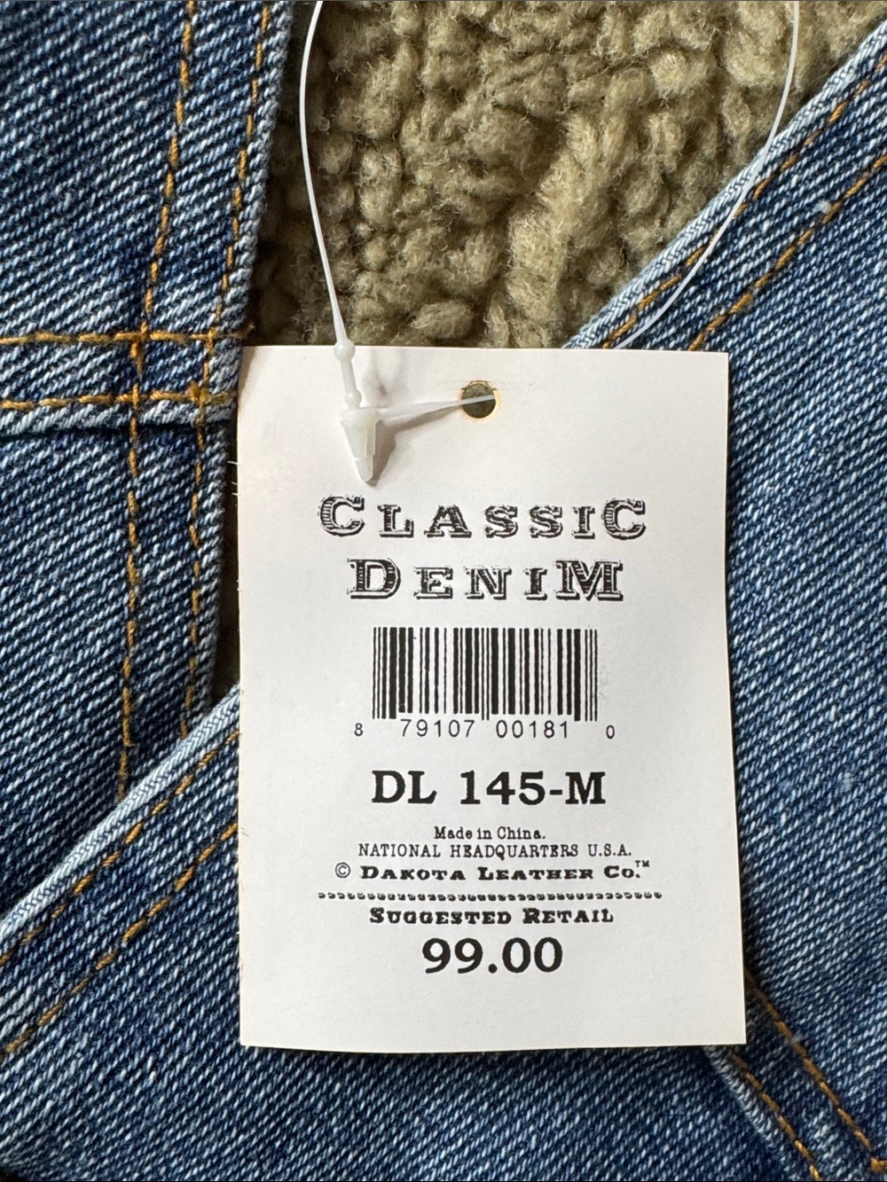 Men’s Blue Denim Vest Dakota Leather Co. MEDIUM Snap Closure Sherpa Lined NWT - Picture 7 of 12